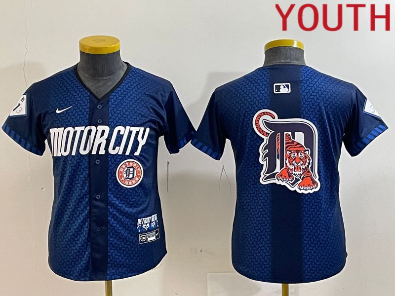 Youth Detroit Tigers Blank Blue City Edition Nike 2024 MLB Jersey style 9